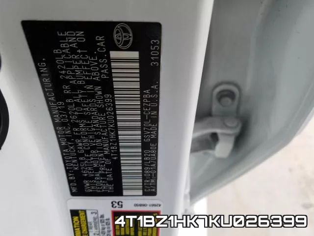4T1BZ1HK7KU026399 фото 2