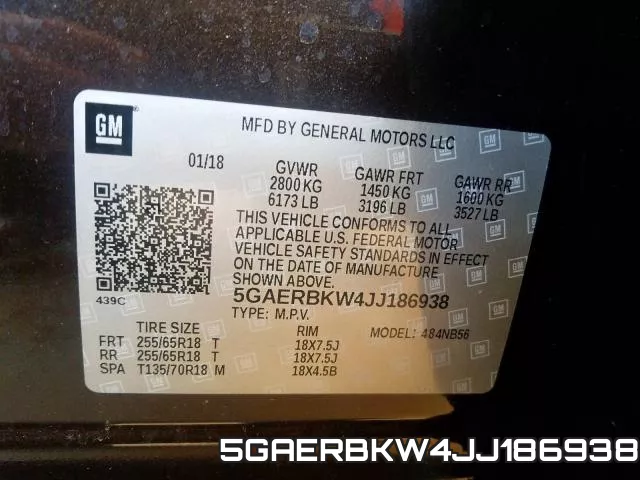 5GAERBKW4JJ186938 фото 2