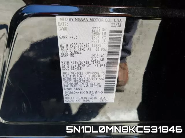 5N1DL0MN8KC531846 фото 2