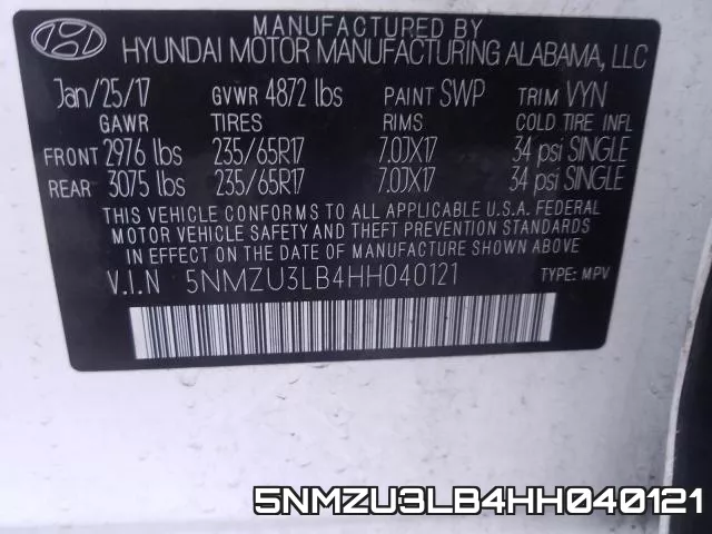 5NMZU3LB4HH040121 фото 2