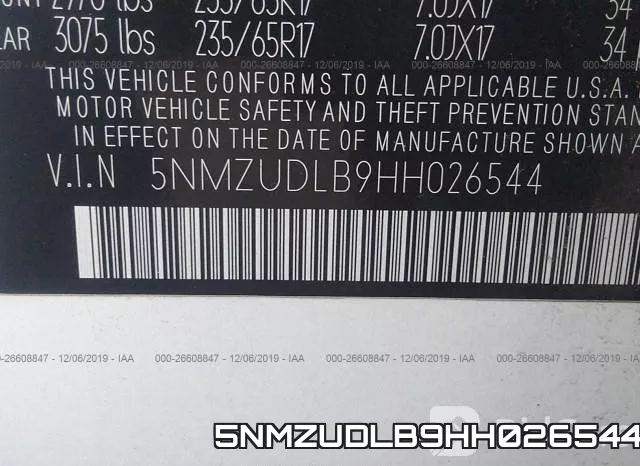 5NMZUDLB9HH026544 фото 10