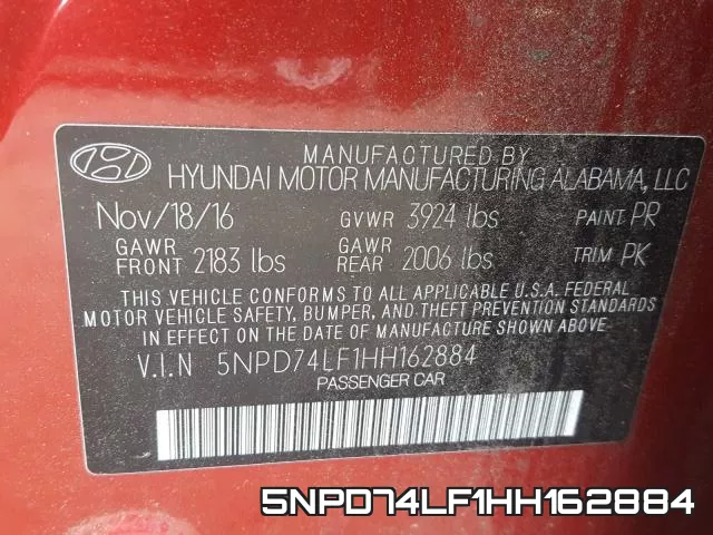 5NPD74LF1HH162884 фото 2