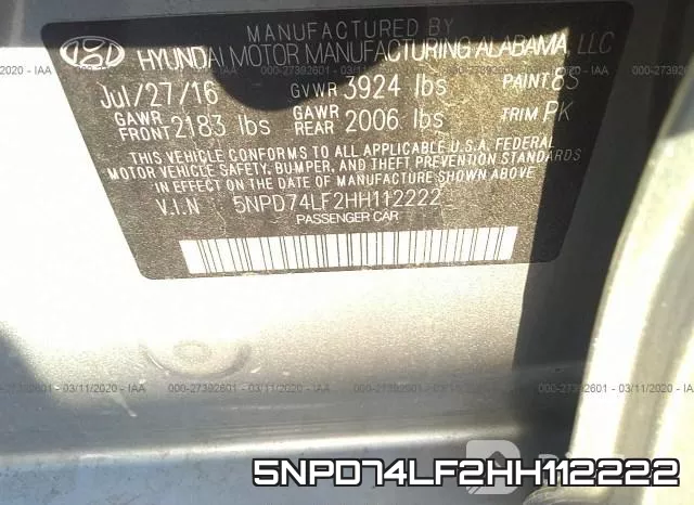 5NPD74LF2HH112222 фото 10