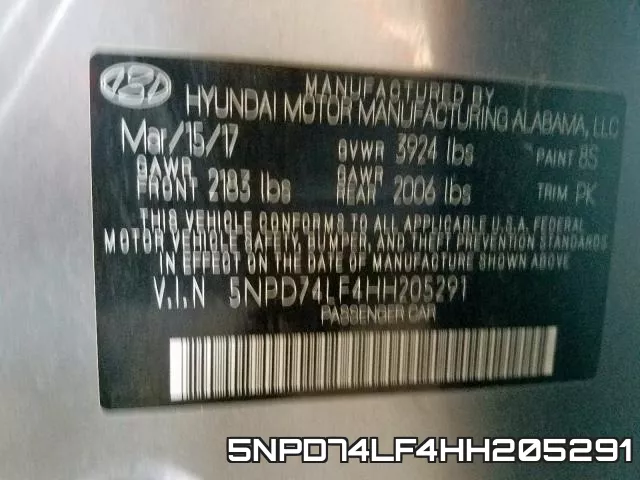 5NPD74LF4HH205291 фото 2