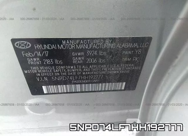 5NPD74LF7HH192777 фото 10