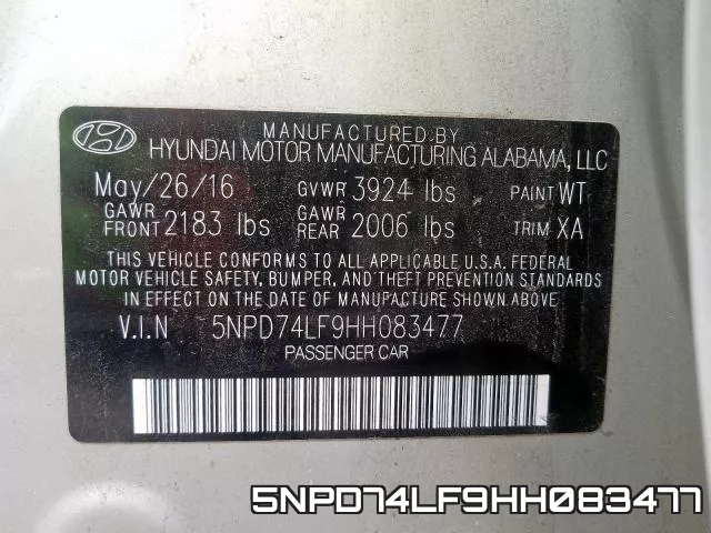 5NPD74LF9HH083477 фото 2