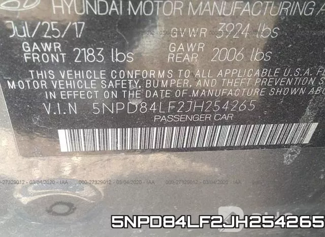 5NPD84LF2JH254265 фото 10
