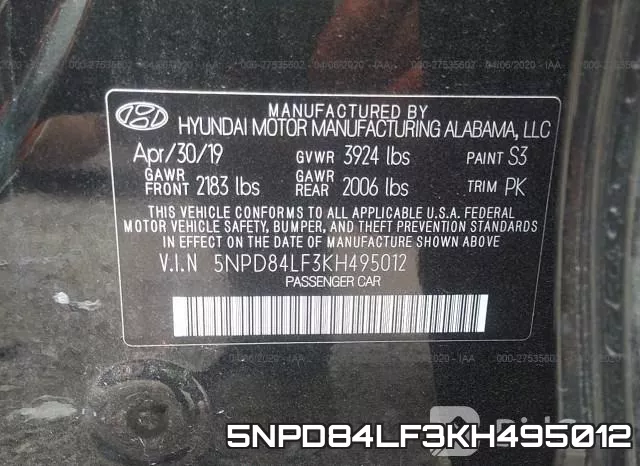 5NPD84LF3KH495012 фото 10