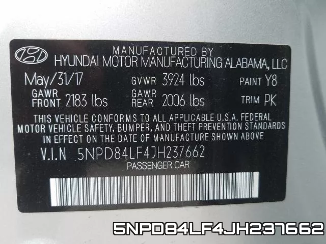 5NPD84LF4JH237662 фото 2