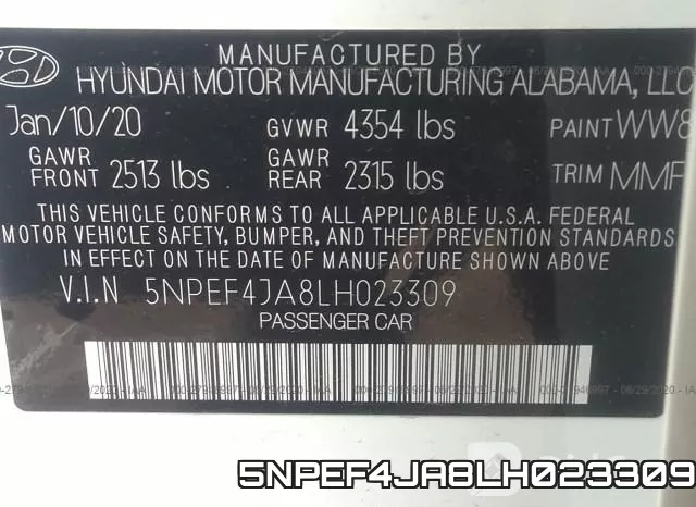 5NPEF4JA8LH023309 фото 10