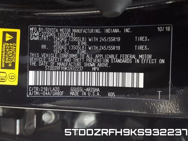 5TDDZRFH9KS932237 фото 2