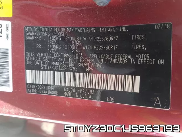 5TDYZ3DC1JS963793 фото 2