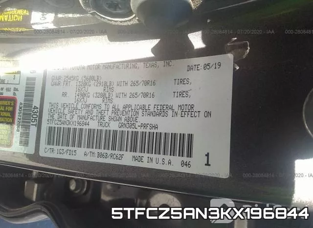 5TFCZ5AN3KX196844 фото 10