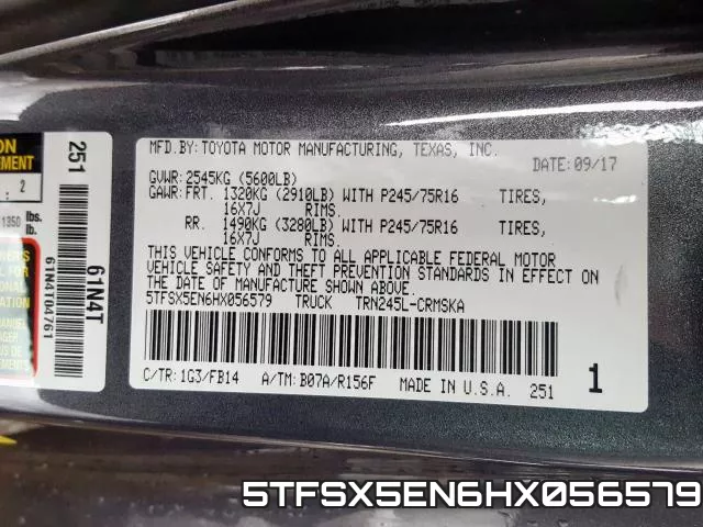 5TFSX5EN6HX056579 фото 2
