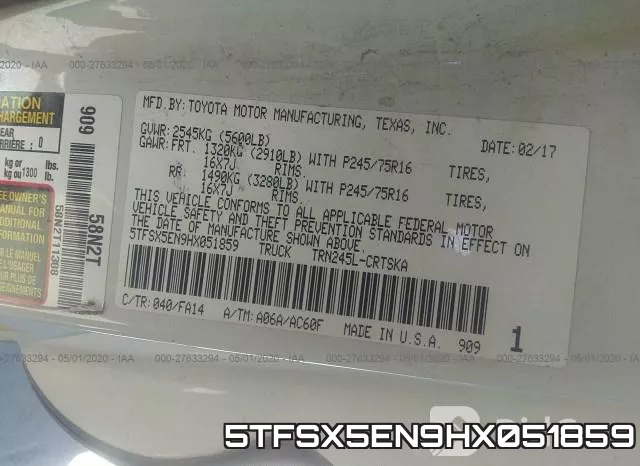 5TFSX5EN9HX051859 фото 10