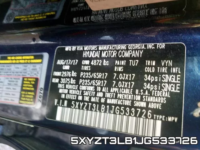5XYZT3LB1JG533726 фото 2