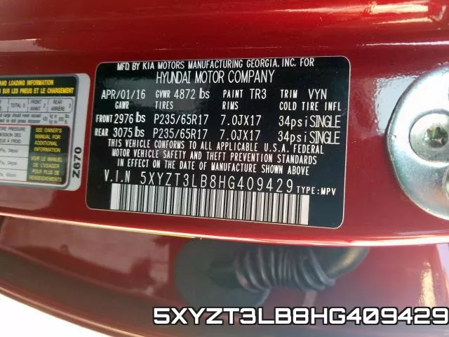 5XYZT3LB8HG409429 фото 2