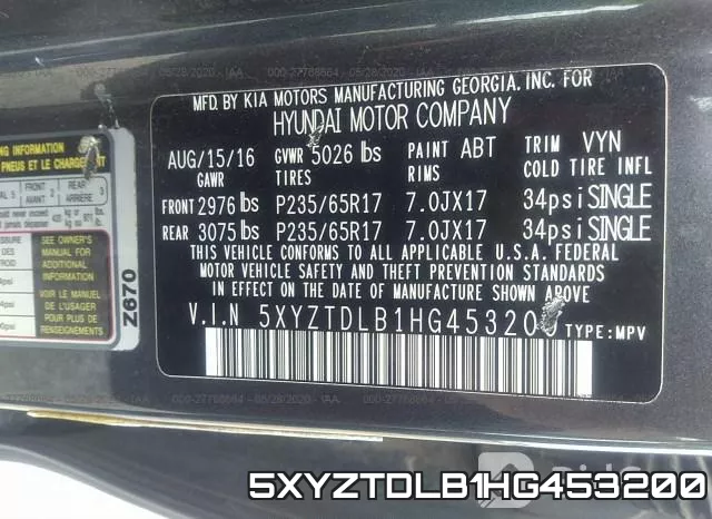 5XYZTDLB1HG453200 фото 10
