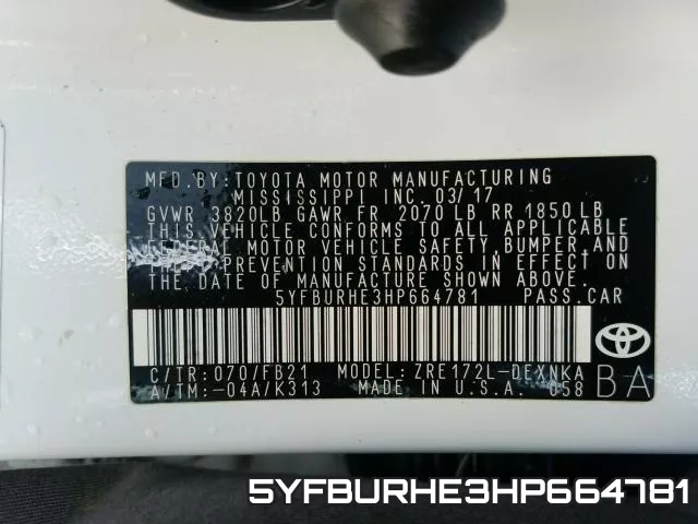 5YFBURHE3HP664781 фото 2