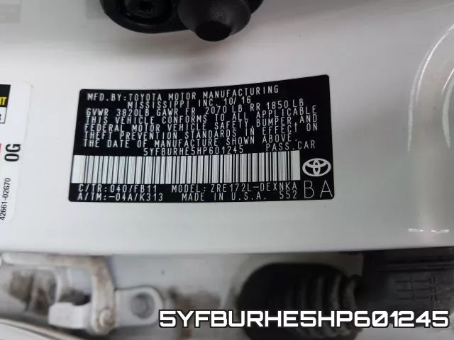 5YFBURHE5HP601245 фото 2