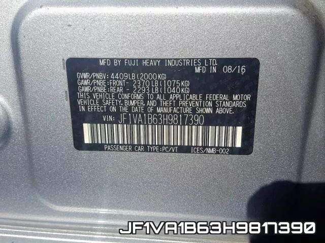JF1VA1B63H9817390 фото 2