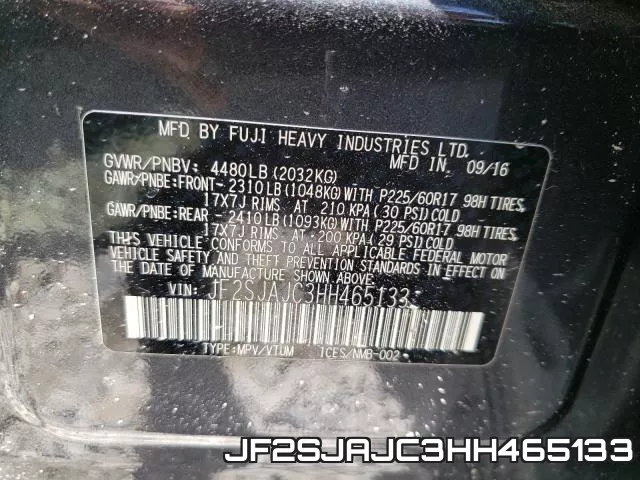 JF2SJAJC3HH465133 фото 2