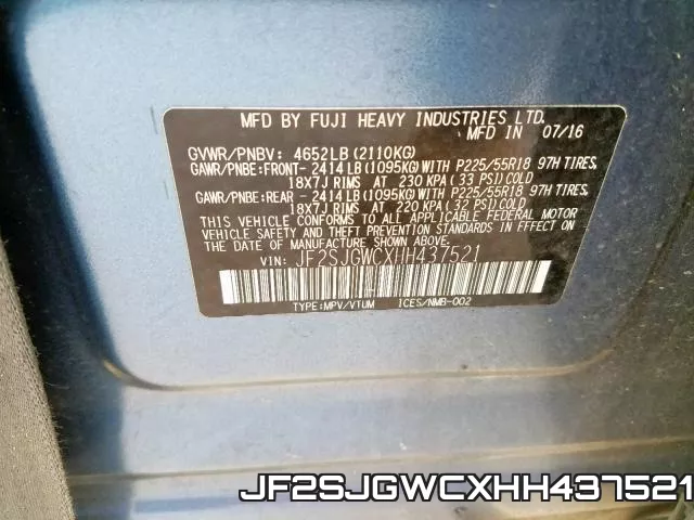 JF2SJGWCXHH437521 фото 2