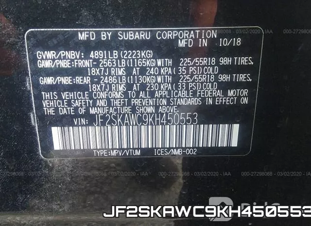 JF2SKAWC9KH450553 фото 10