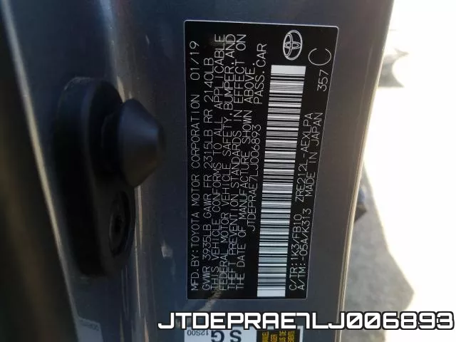 JTDEPRAE7LJ006893 фото 2