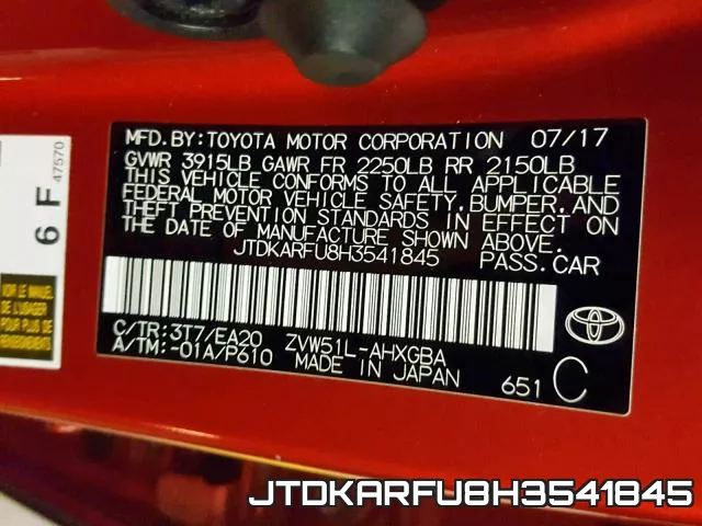 JTDKARFU8H3541845 фото 2