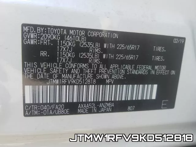 JTMW1RFV9KD512818 фото 2