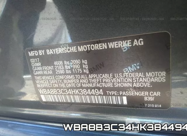 WBA8B3C34HK384494 фото 10