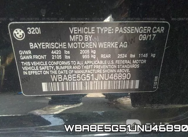 WBA8E5G51JNU46890 фото 10