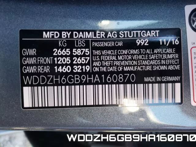 WDDZH6GB9HA160870 фото 2