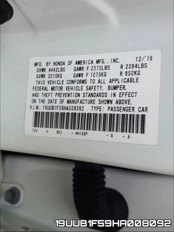 19UUB1F59HA008092 фото 2