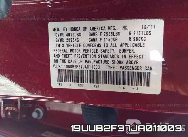 19UUB2F37JA011003 фото 10