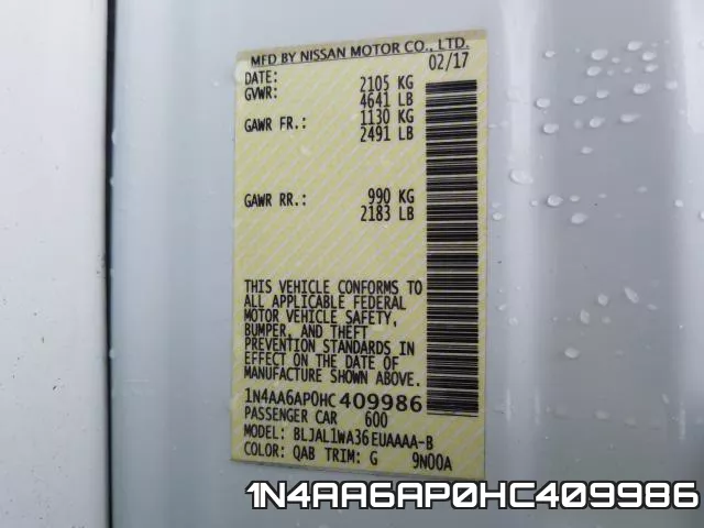 1N4AA6AP0HC409986 фото 2