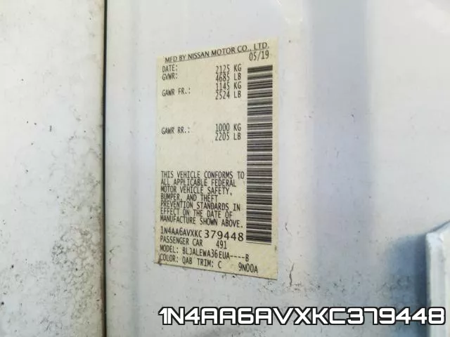 1N4AA6AVXKC379448 фото 2