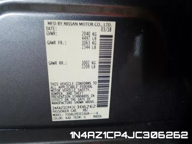 1N4AZ1CP4JC306262 фото 2