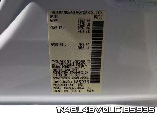 1N4BL4BV0LC185935 фото 2