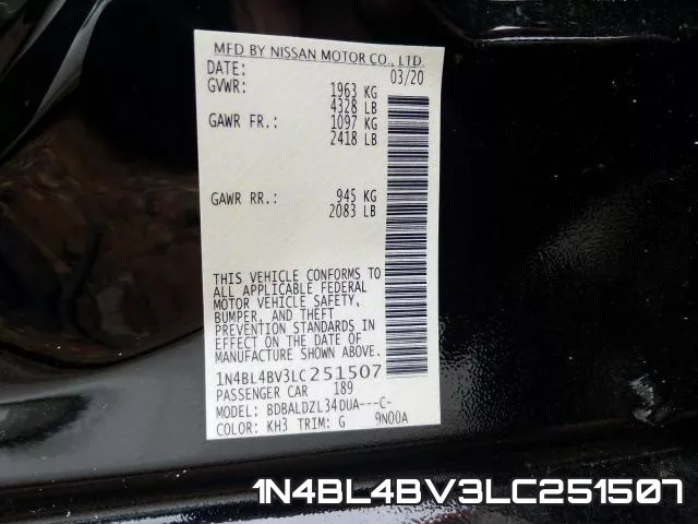 1N4BL4BV3LC251507 фото 2