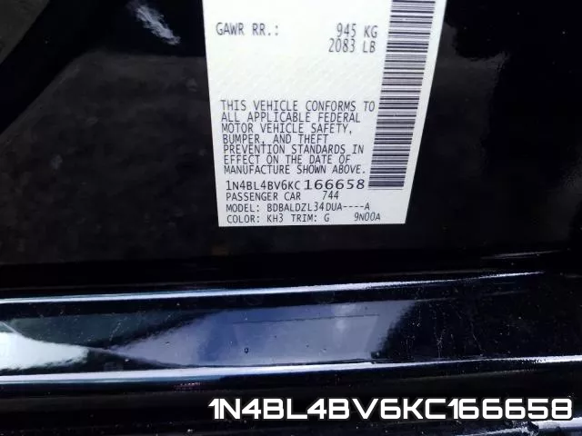 1N4BL4BV6KC166658 фото 2