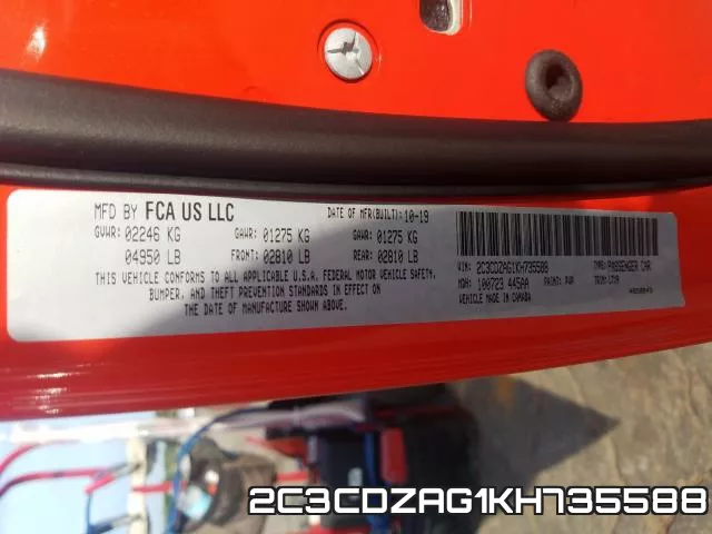 2C3CDZAG1KH735588 фото 2