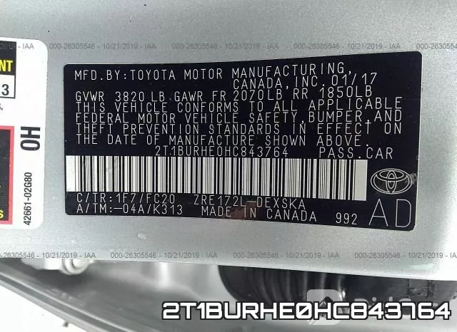 2T1BURHE0HC843764 фото 10