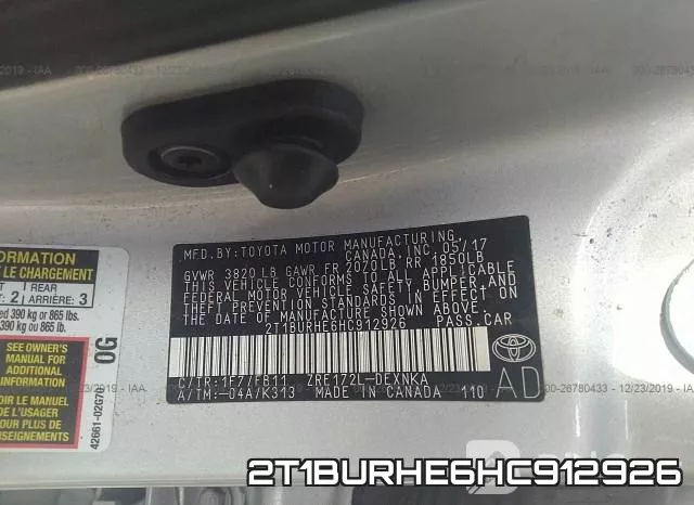 2T1BURHE6HC912926 фото 10