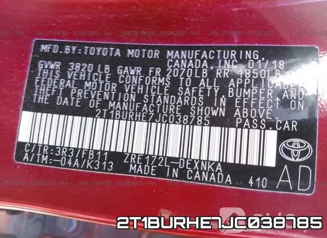 2T1BURHE7JC038785 фото 10