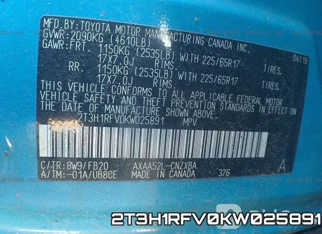 2T3H1RFV0KW025891 фото 10