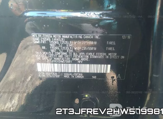 2T3JFREV2HW579981 фото 10