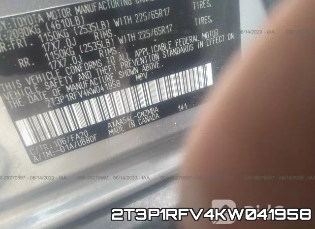 2T3P1RFV4KW041958 фото 10