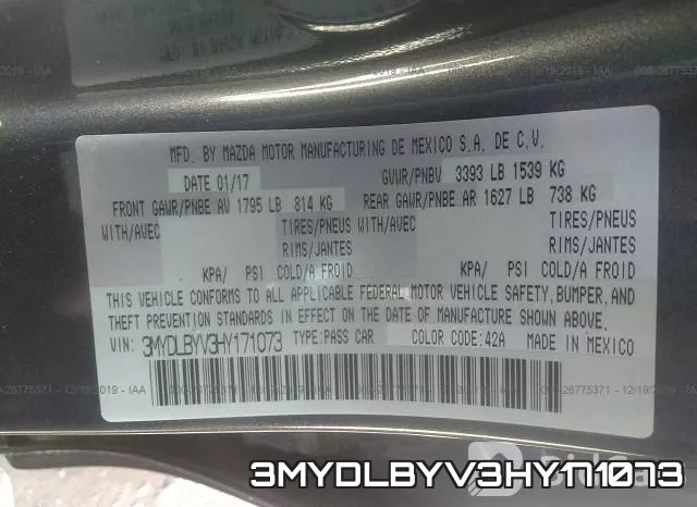 3MYDLBYV3HY171073 фото 10